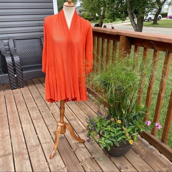 Pumpkin Spice Open Knit Cardigan Skirted Hem Fall - Picture 5 of 10